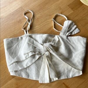 House of Harlow 1960 White Tie Front Crop Top